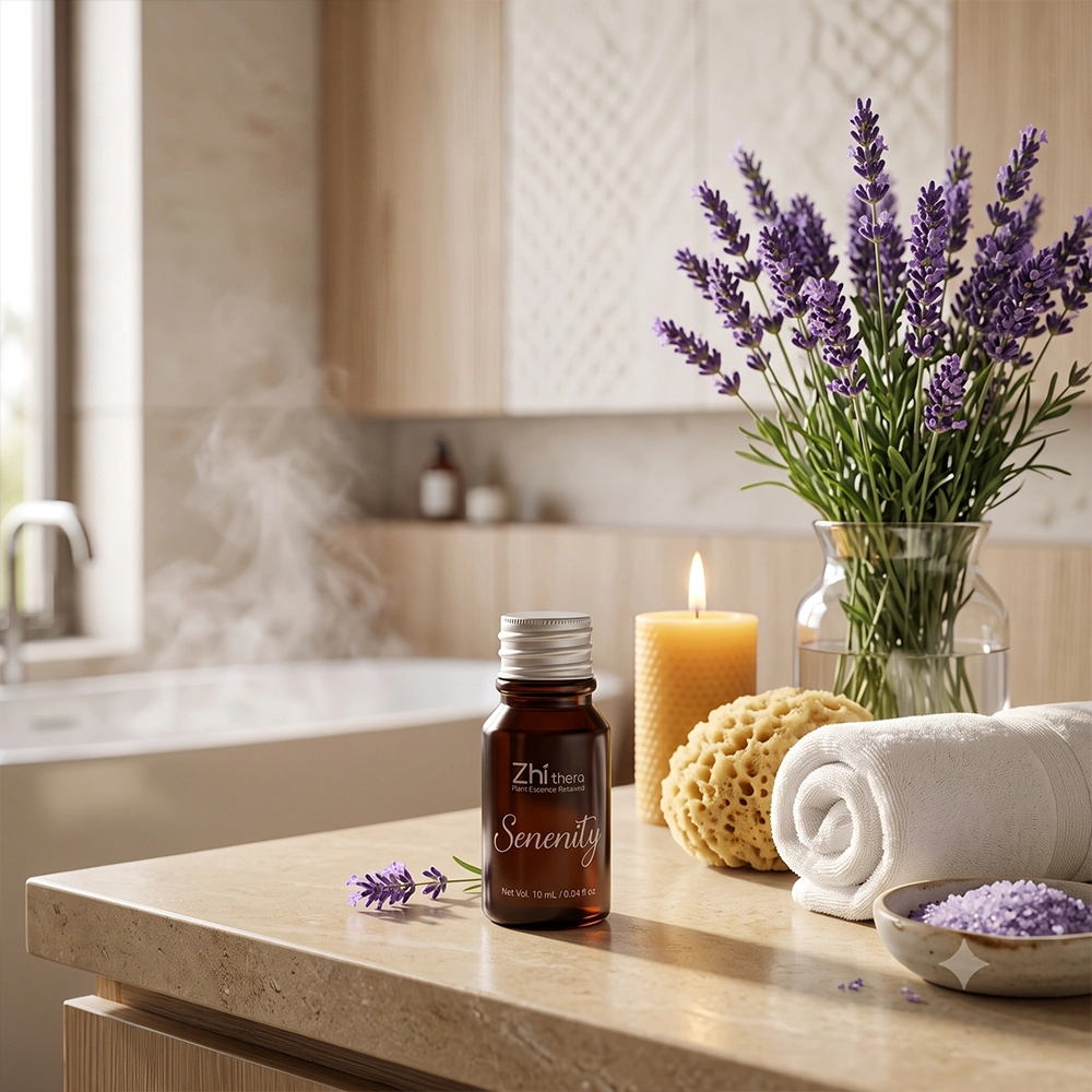 A gentle lavender and orange evening blend diffusing