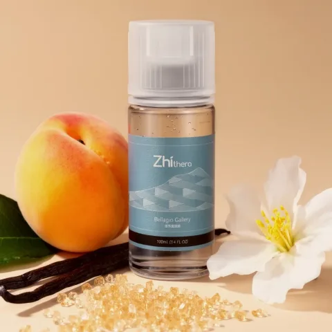 Zhithera Bellagio Gallery fragrance oil bottle with peach and flowers